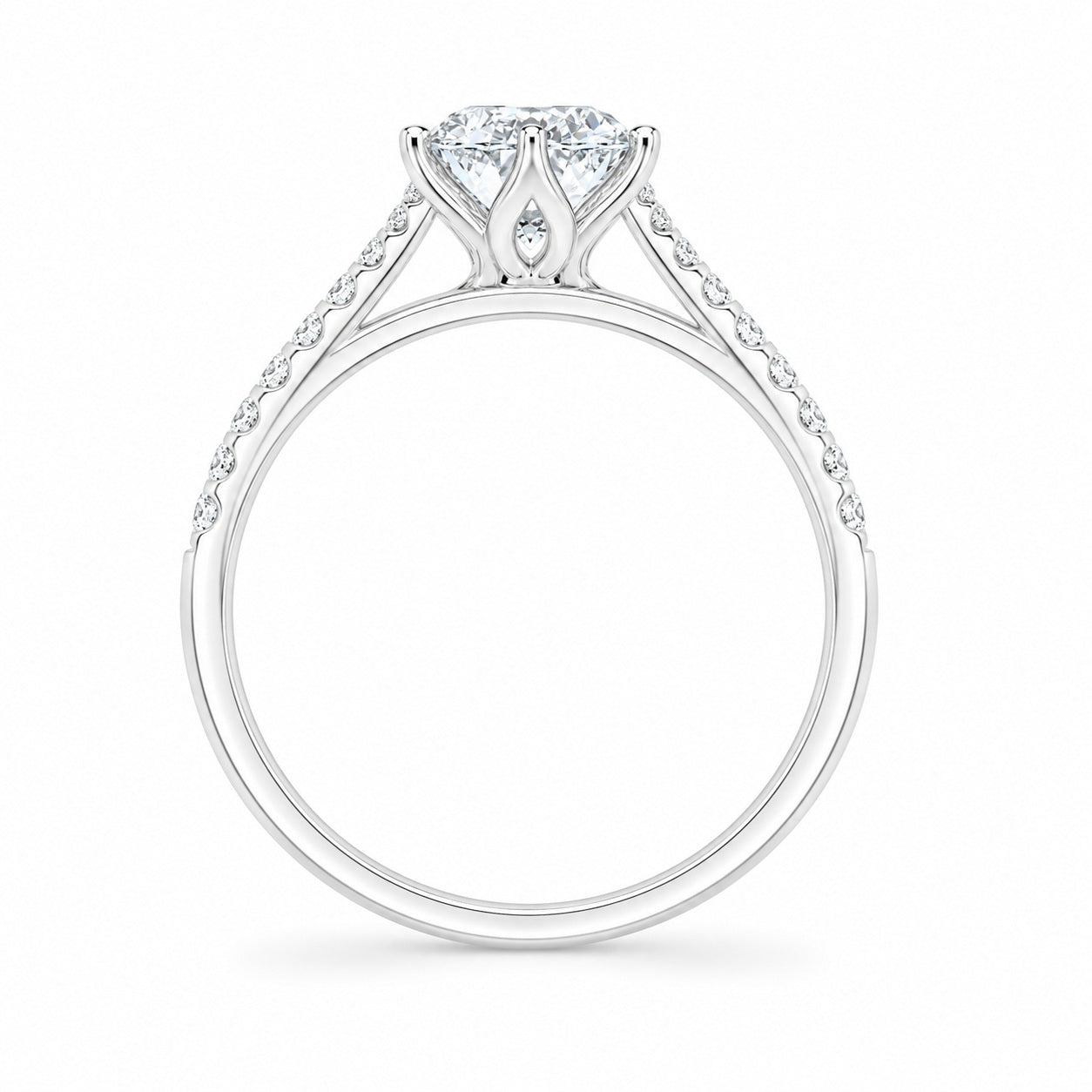 IGI Certified Oval Solitaire Lab Diamond Engagement Ring with Pavé Band