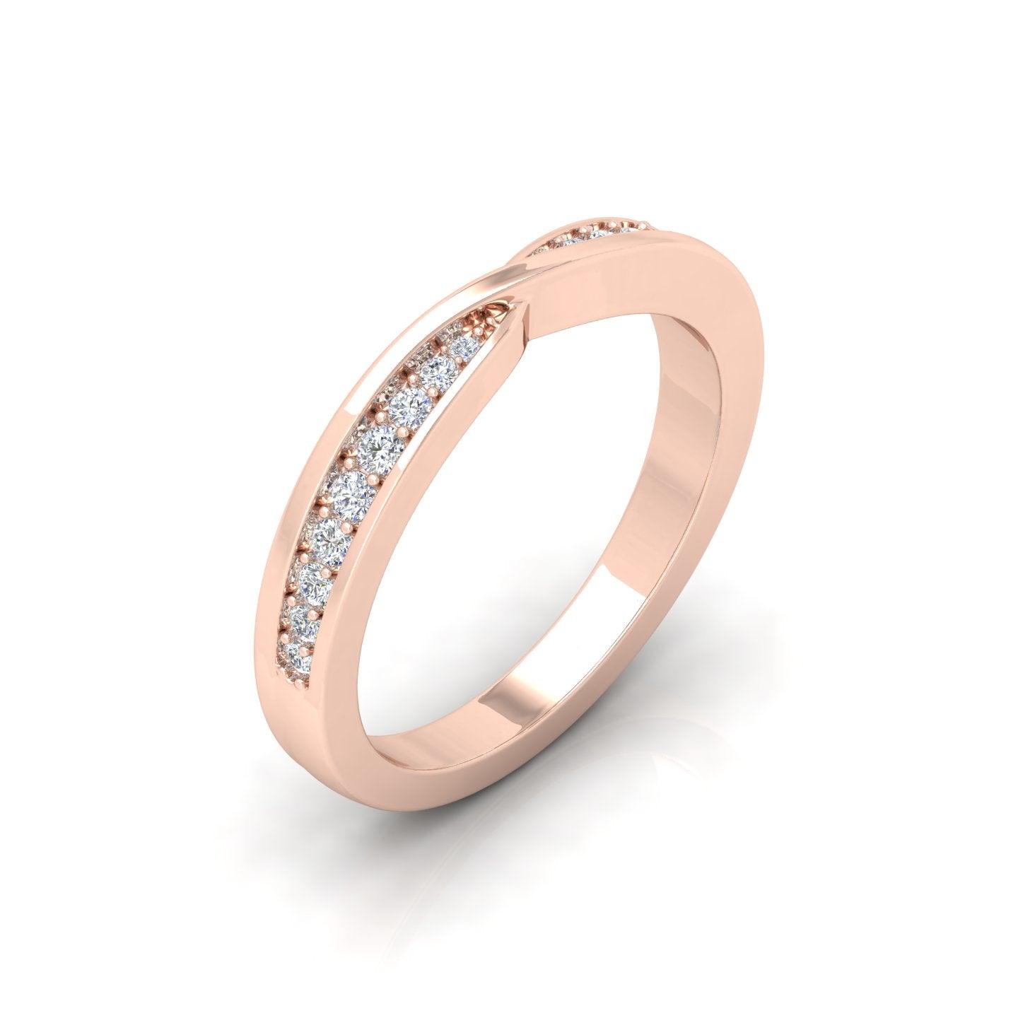 0.25 Carat D/VS Round Diamond Twisted Shank Designer Half Eternity Wedding Ring - amadadiamonds