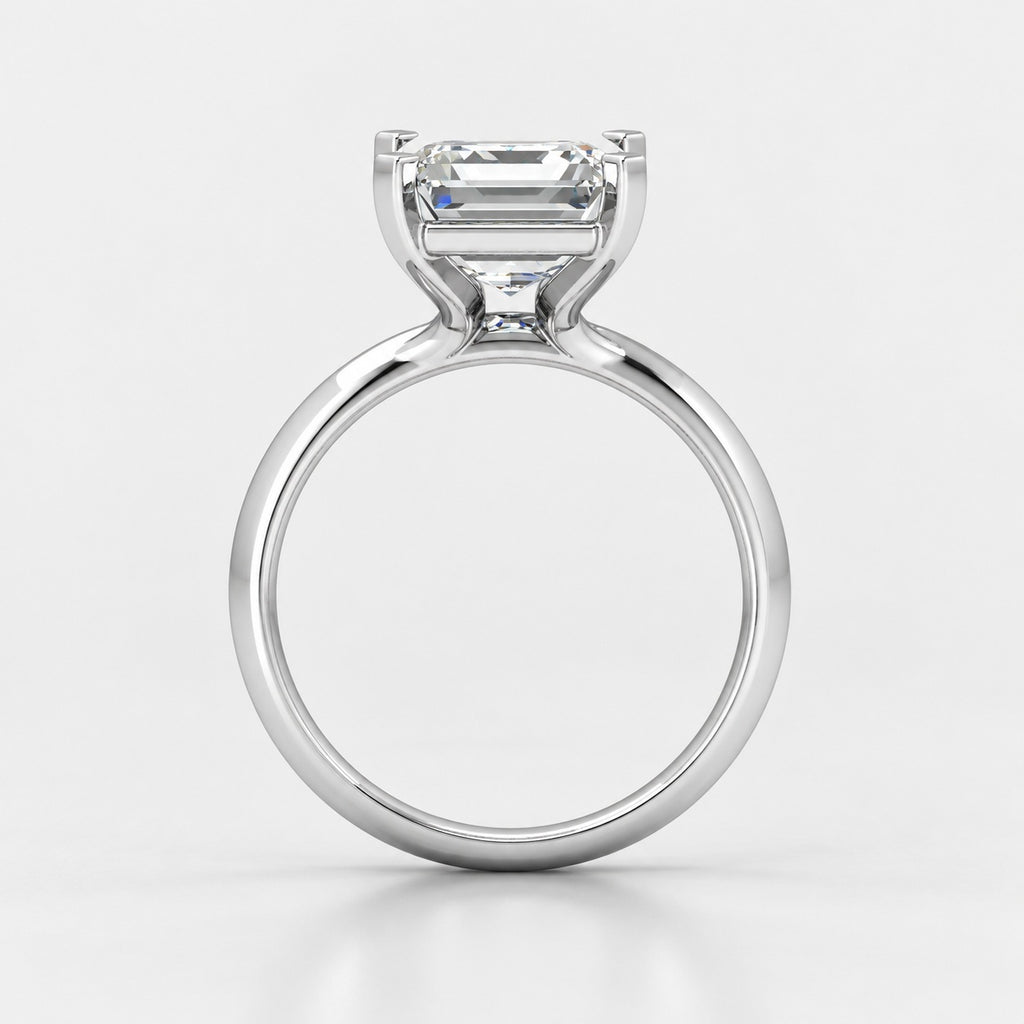 IGI Certified Classic Solitaire Emerald Diamond Engagement Ring in Gold & Platinum