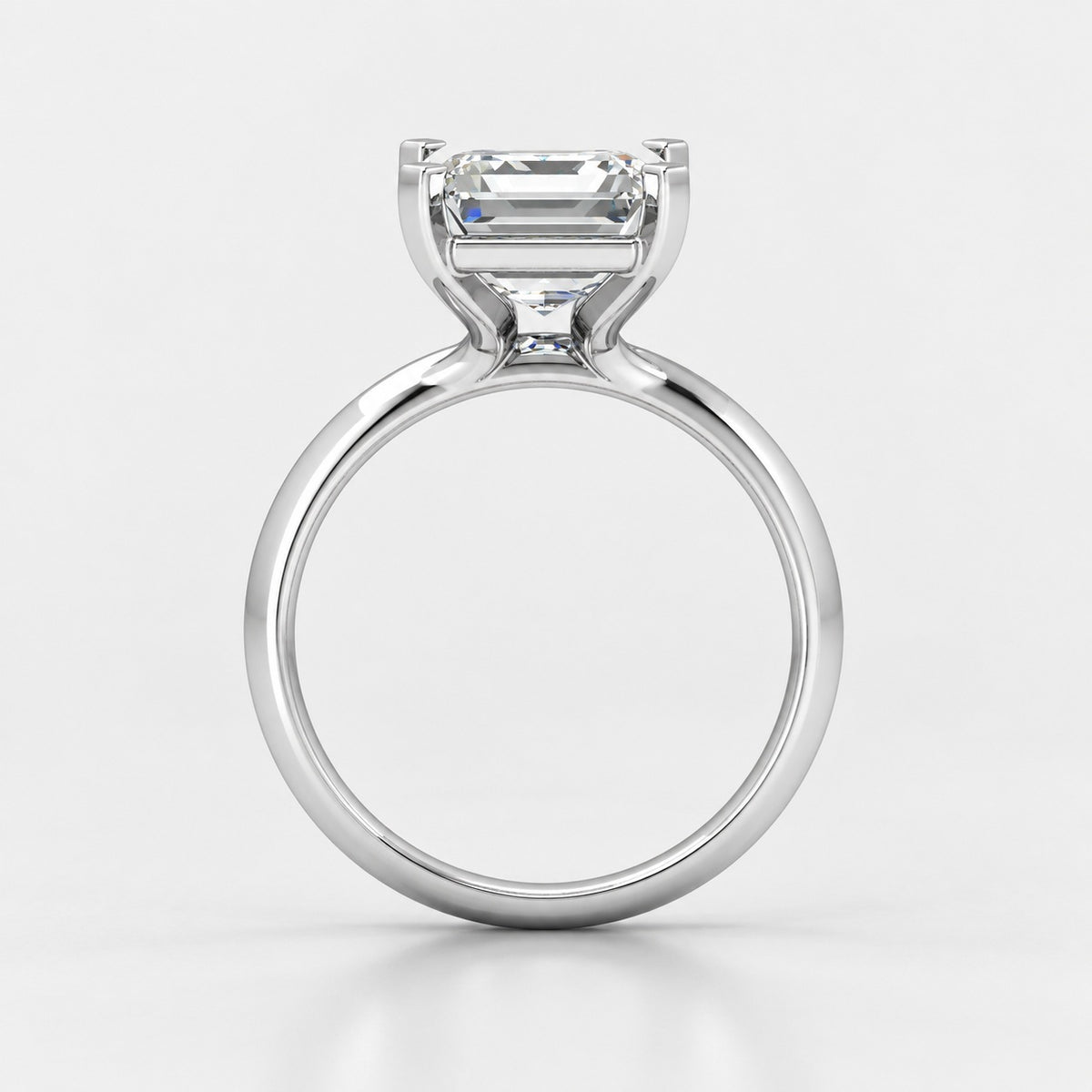 IGI Certified Classic Solitaire Emerald Diamond Engagement Ring in Gold & Platinum