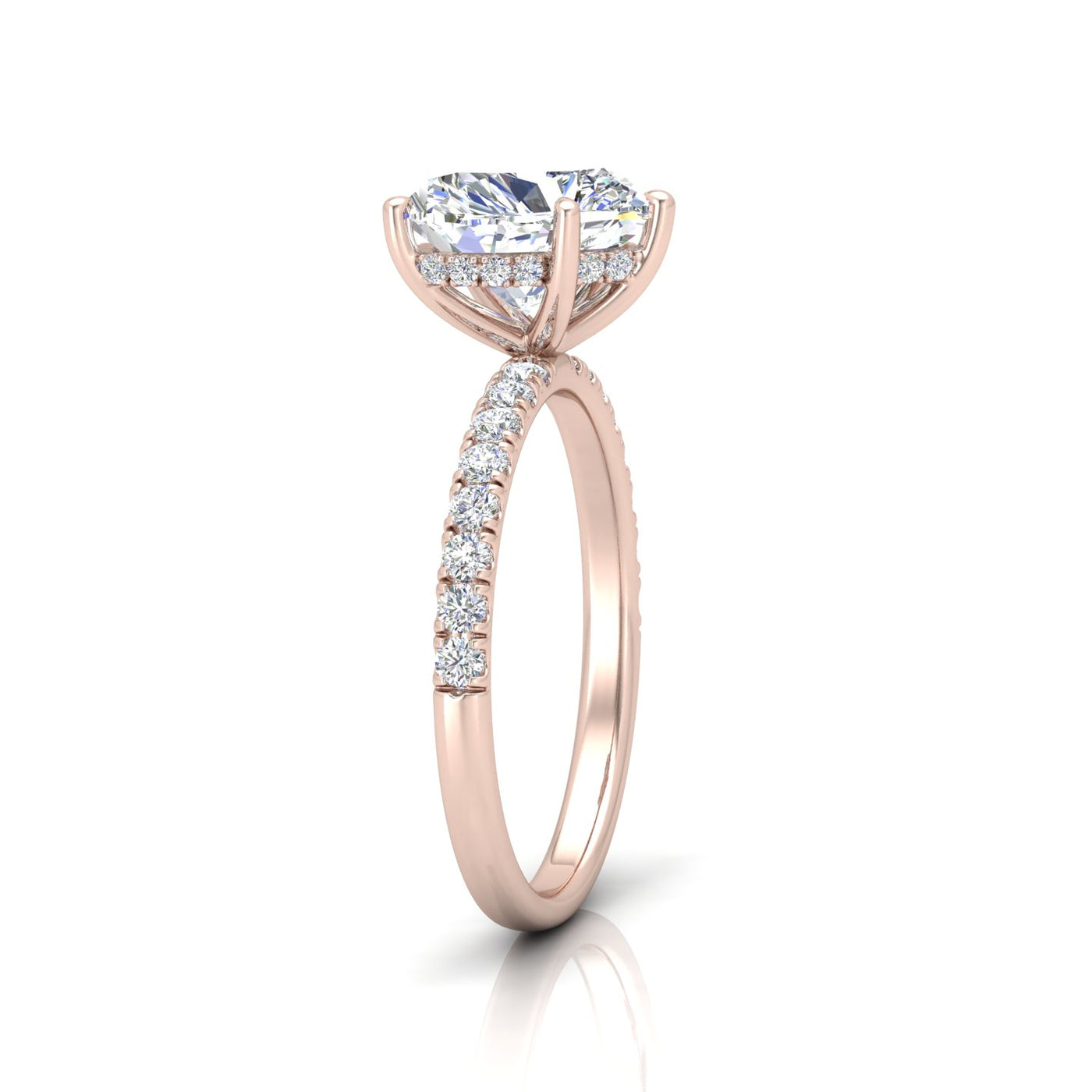 Classic Hidden Halo Pave Set Engagement Ring - Heart