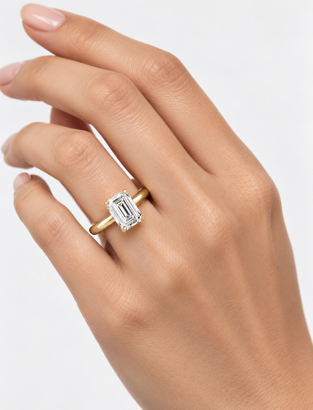 Emerald Diamond Engagement Ring 18k Yellow Gold Labgrown 3 Ct Solitaire