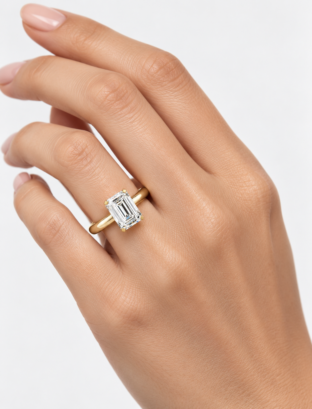 Emerald Diamond Engagement Ring 18k Yellow Gold Labgrown 3 Ct Solitaire
