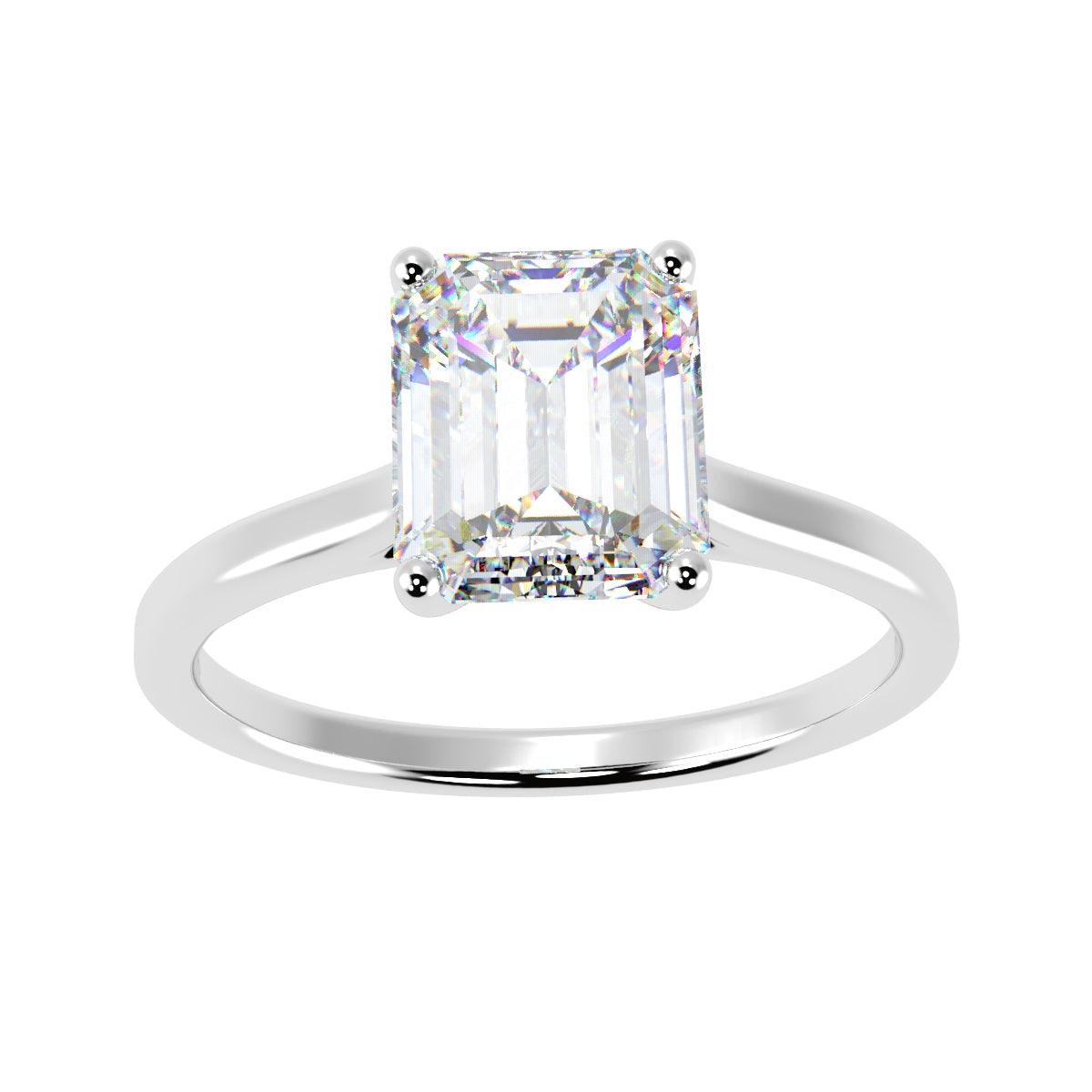 Clearance ! E/VS Emerald Lab Diamond Solitaire Ring in Platinum