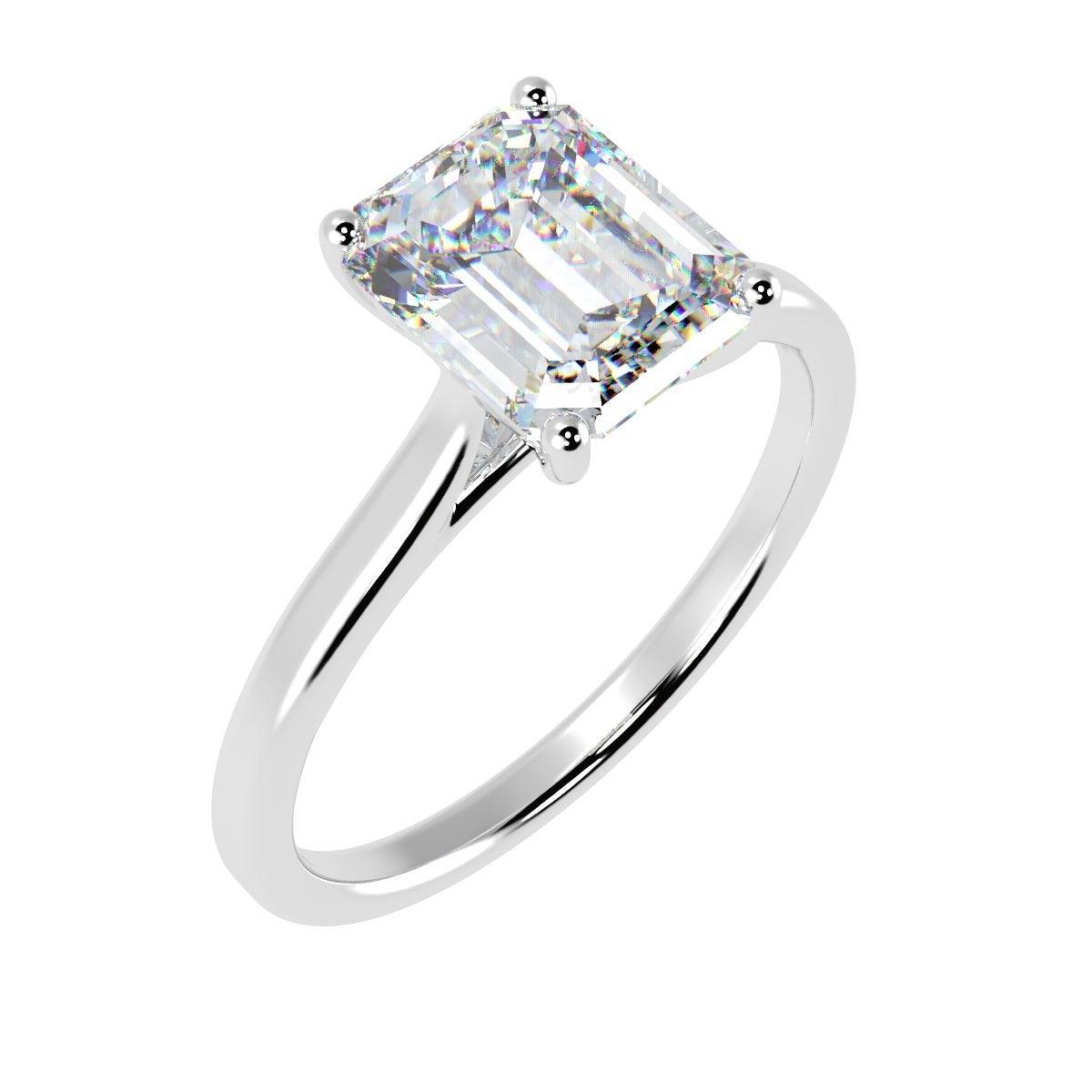 Best Offer ! F/VS 5.00 Ct Emerald Lab Diamond Solitaire Ring in Platinum