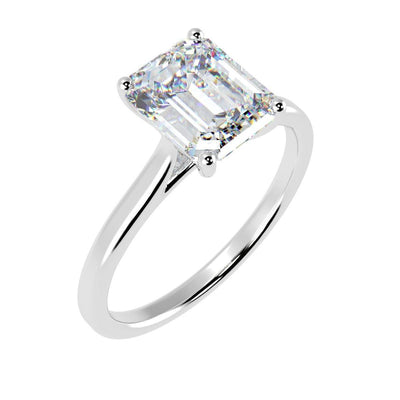 Clearance ! E/VS Emerald Lab Diamond Solitaire Ring in Platinum