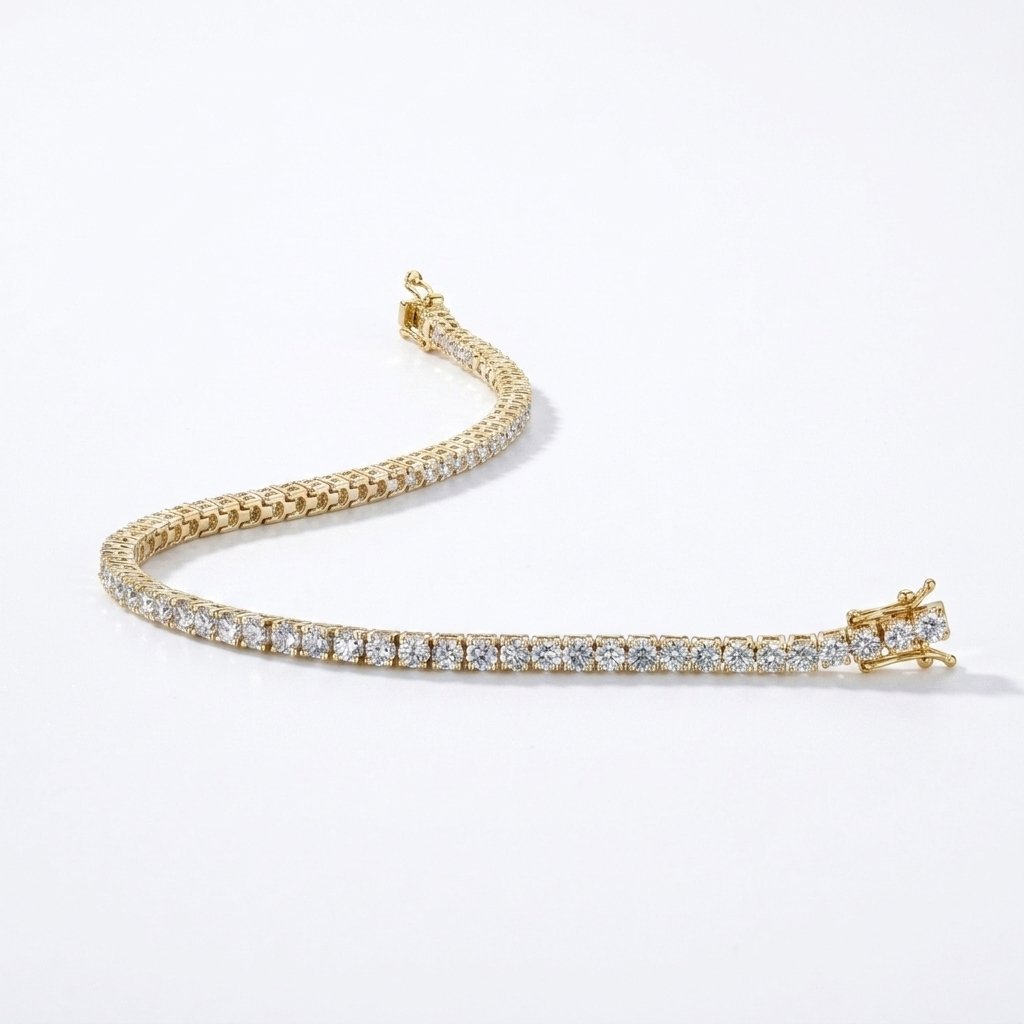 D/VVS Round Diamonds Tennis Bracelet 9k'Gold (3.00-10.00 CT)