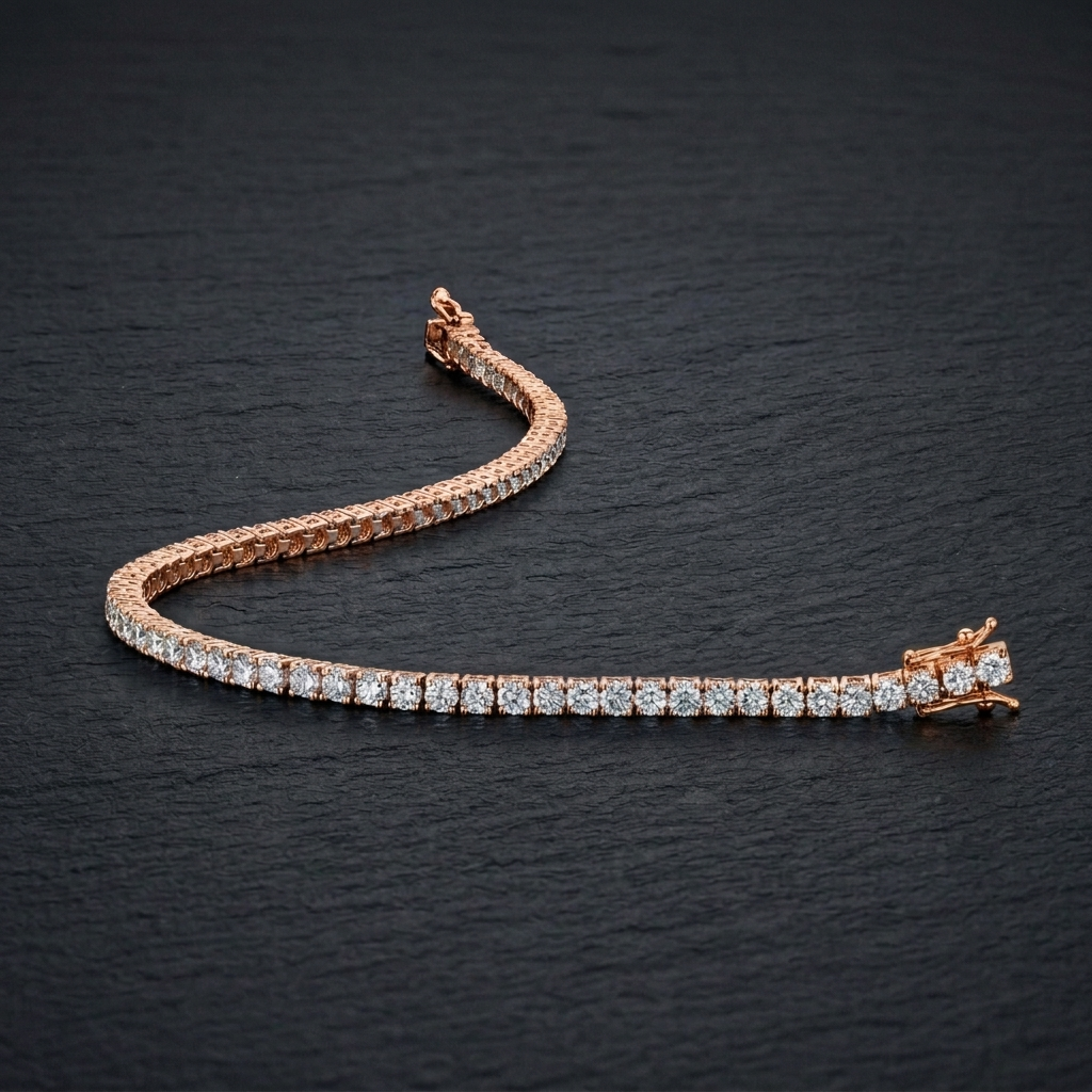 D/VVS Round Diamonds Tennis Bracelet 9k'Gold (3.00-10.00 CT)