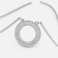 Round Natural Diamond Open Circle Necklace