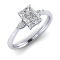 Radiant & Pear Diamond 3 Stone Engagement Ring in Platinum 2.00Ct