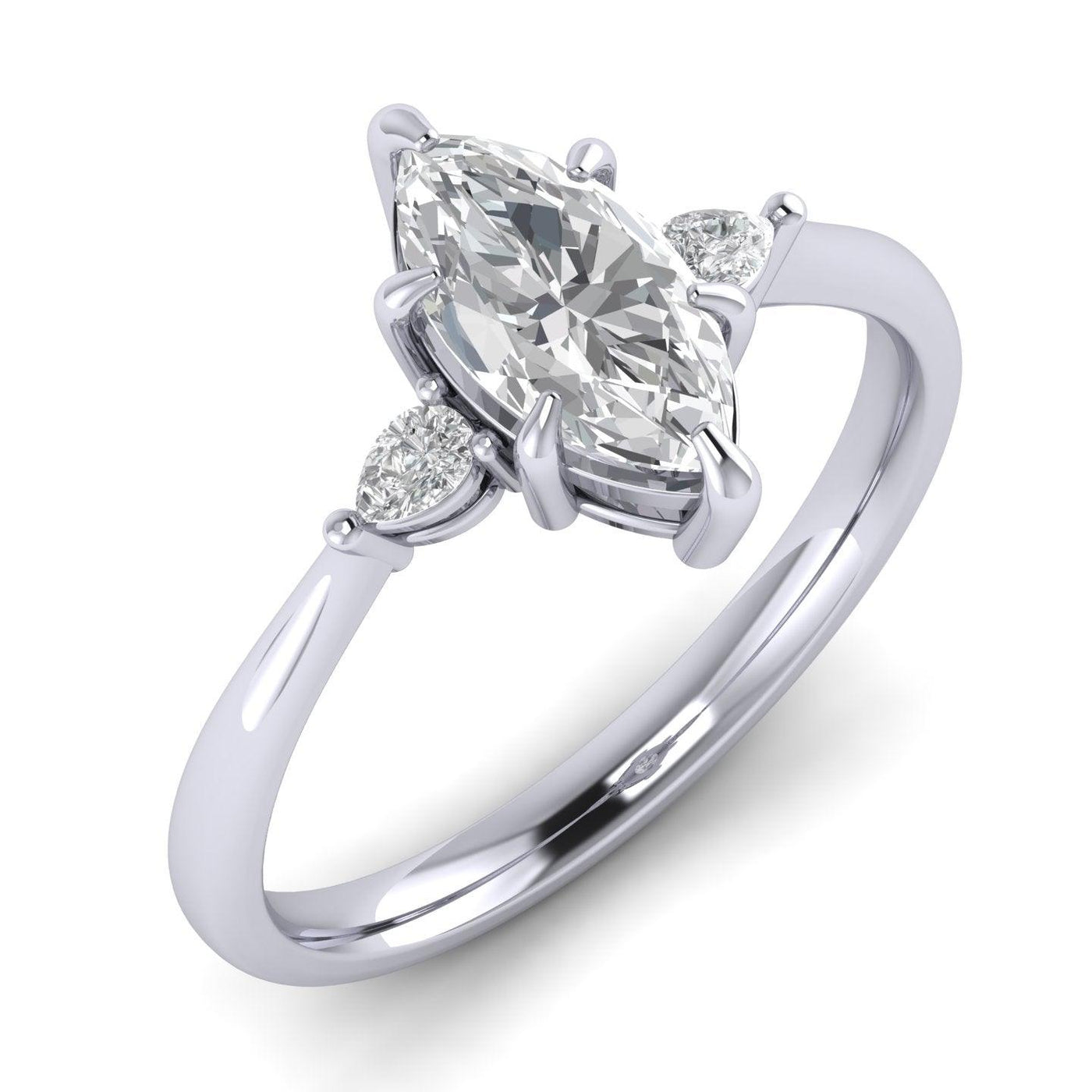 Marquise & Pear Diamond 3 Stone Engagement Ring in Platinum 2.00Ct