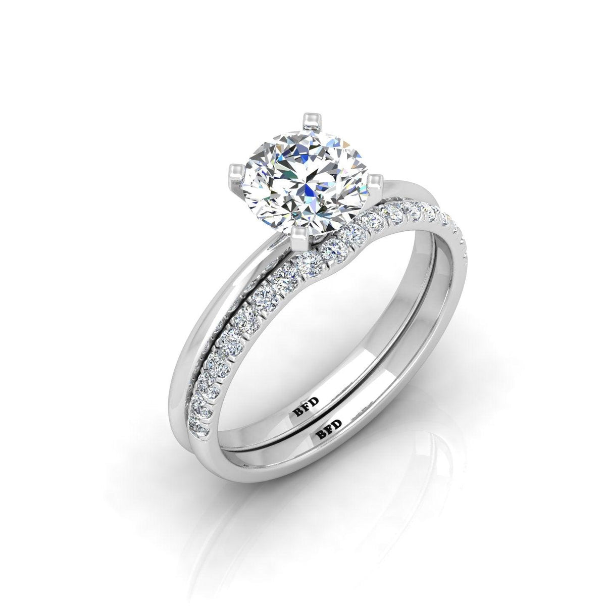 Certified Round Diamond Solitaire Ring With Matching Band 1.50Carat E/VS