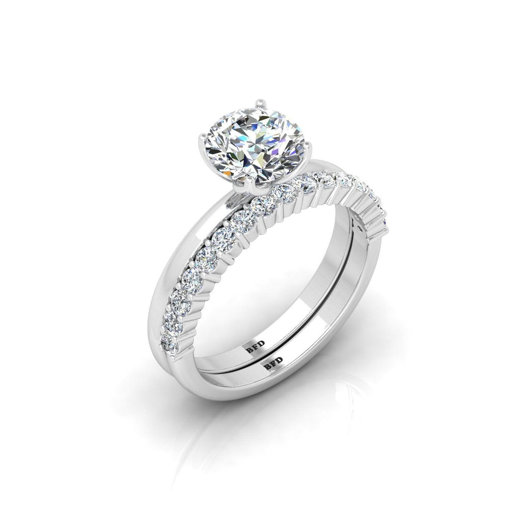 Certified Classic Round Diamond Solitaire Ring With Diamond Matching Band 1.50Ct E/VS