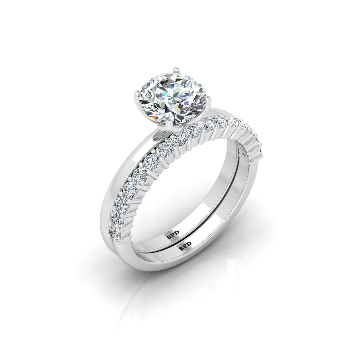 Certified Classic Round Diamond Solitaire Ring With Diamond Matching Band 1.50Ct E/VS