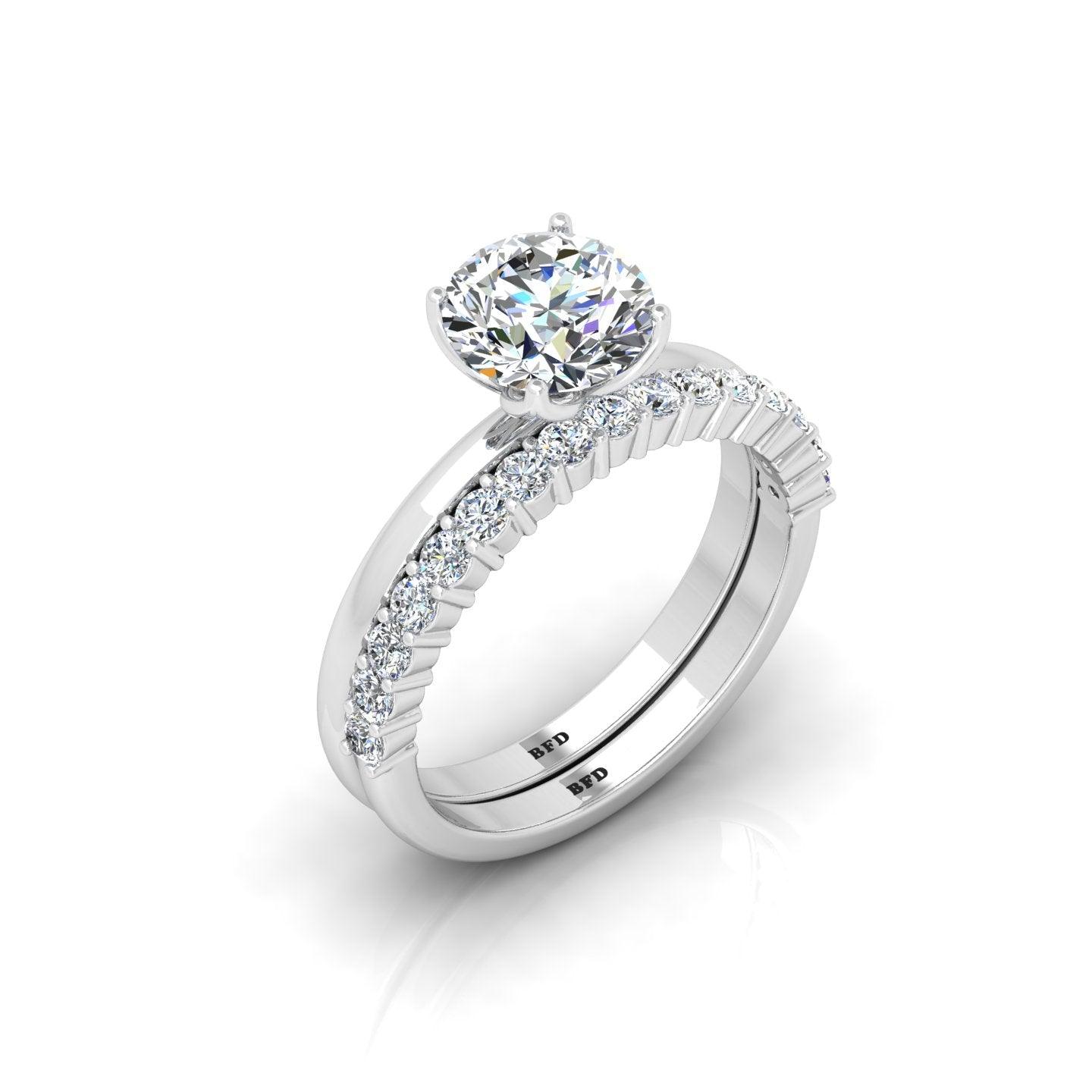 Certified Classic Round Diamond Solitaire Ring With Diamond Matching Band 1.50Ct E/VS