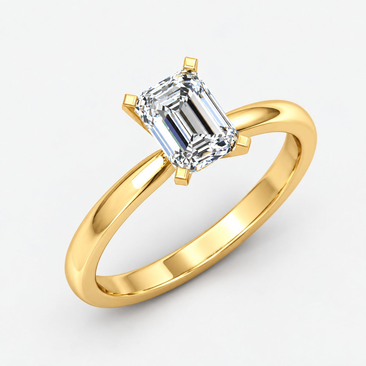 Classic Solitaire IGI Certified Emerald Diamond Engagement Ring in Gold & Platinum
