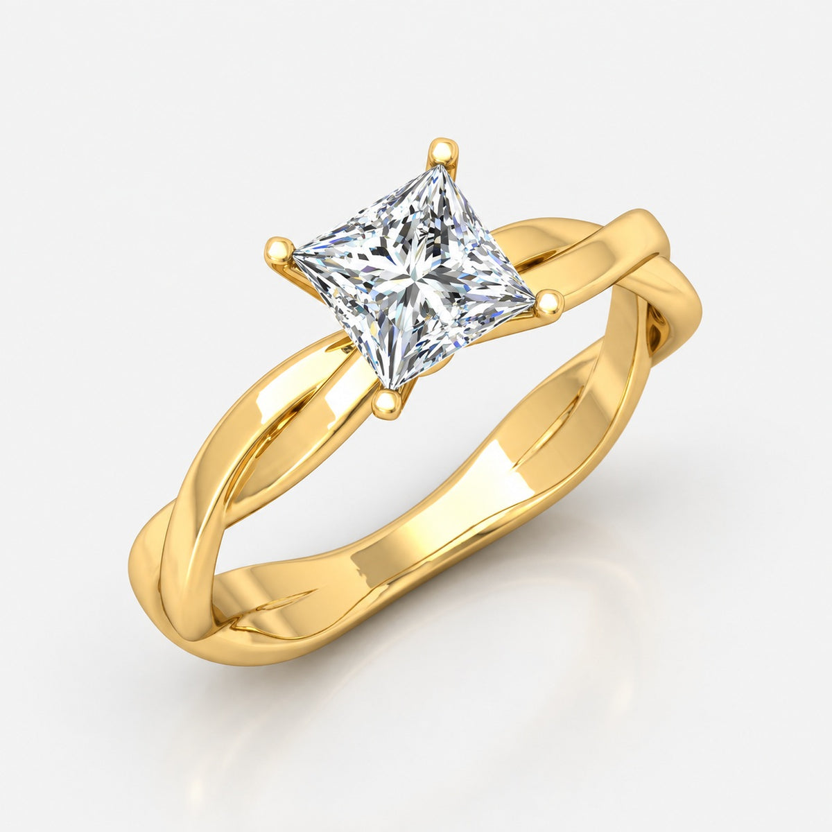 Twisted IGI Certified 2.00Ct Solitaire Engagement Women's Ring Princess Diamond in Gold & Platinum