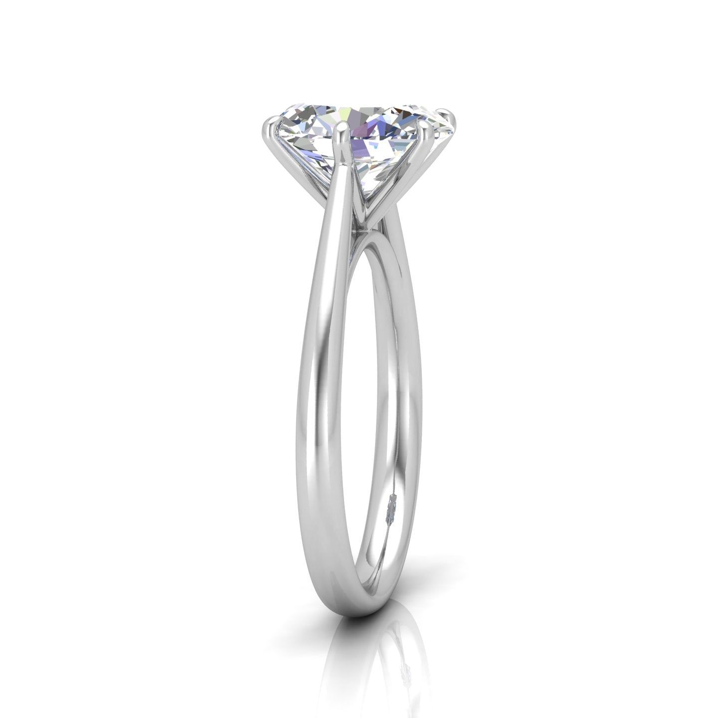 Oval Diamond Cathedral Solitaire Ring