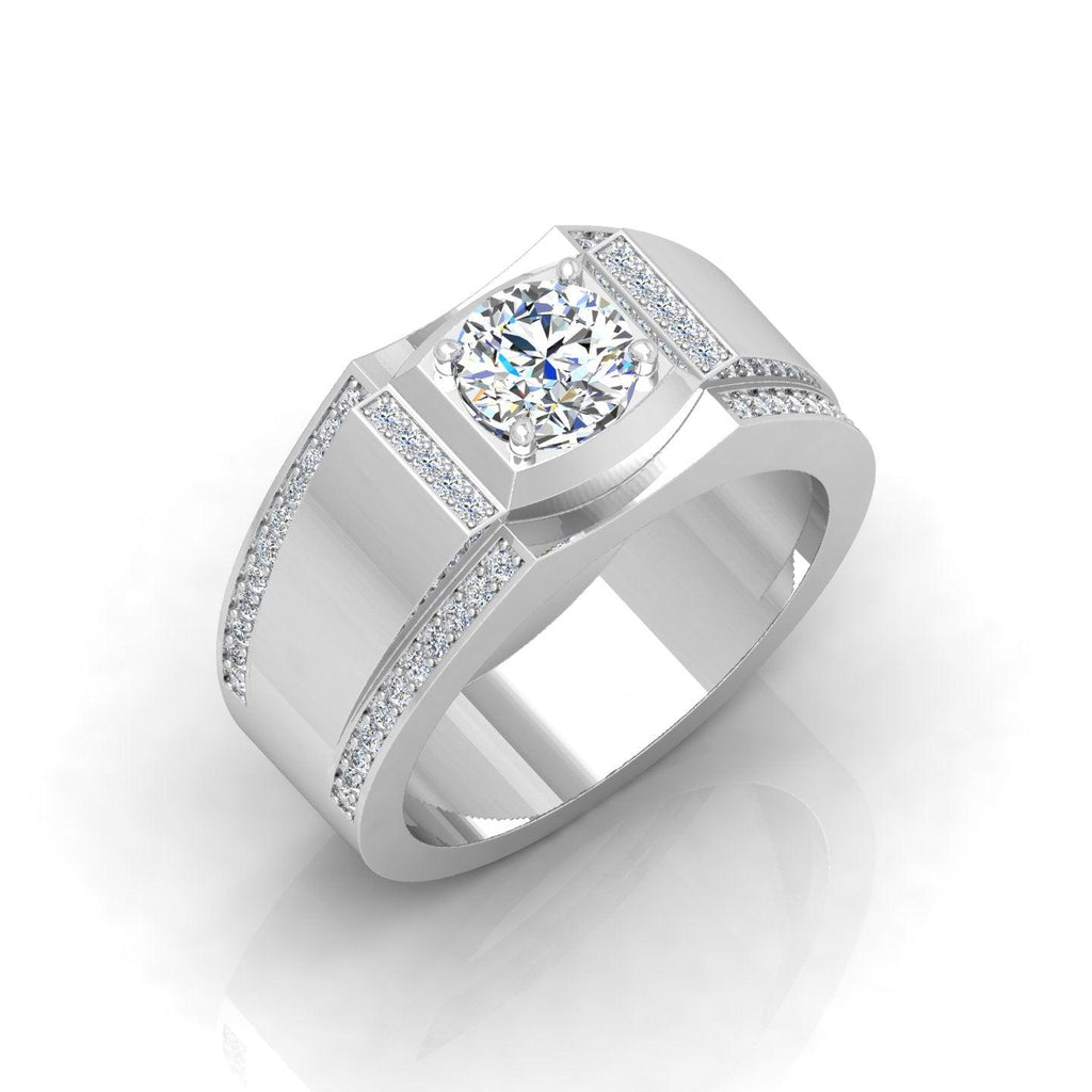 Certified F/VS 1.20Ct Round Diamond Mens Solitaire Ring