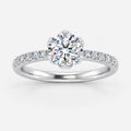 IGI Certified Lab Grown Round Diamond Solitaire Pavé Side-Stone Engagement Ring in Gold & Platinum - 1-5ct