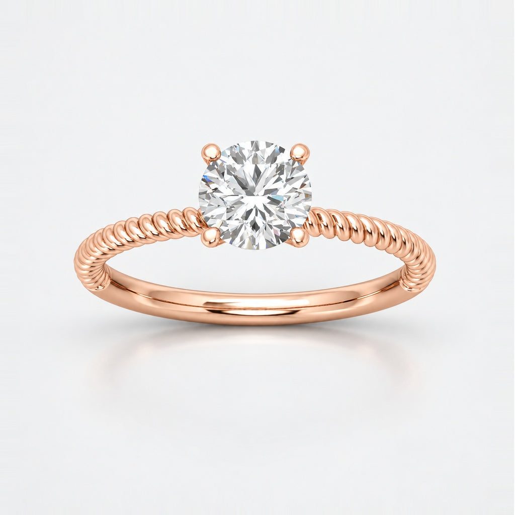 IGI Certified 1.00 Carat E/VS Cable Solitaire Engagement Ring in Gold & Platinum