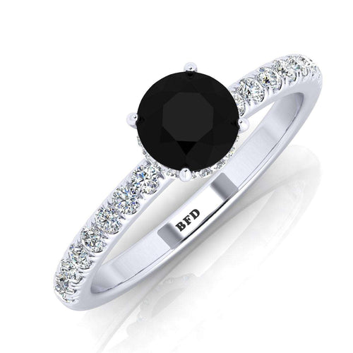 0.95 Carat Black Diamond Hidden Halo Engagement Ring Uk Hallmarked