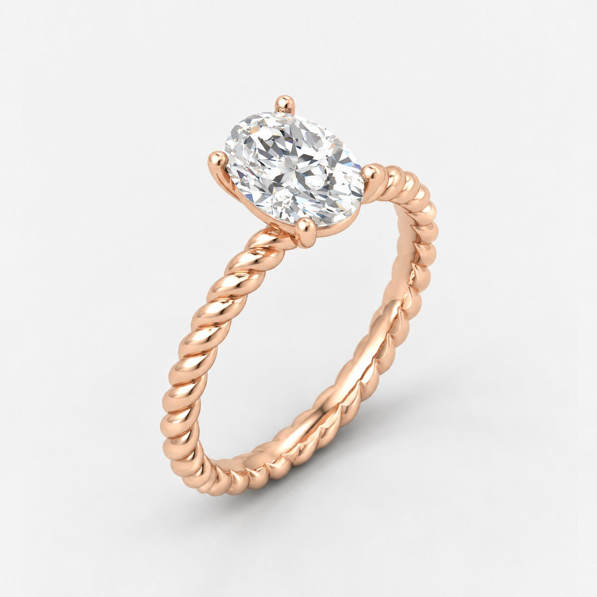 IGI Certified Oval Diamond 2.00Ct Cable Solitaire Engagement Ring in Gold & Platinum