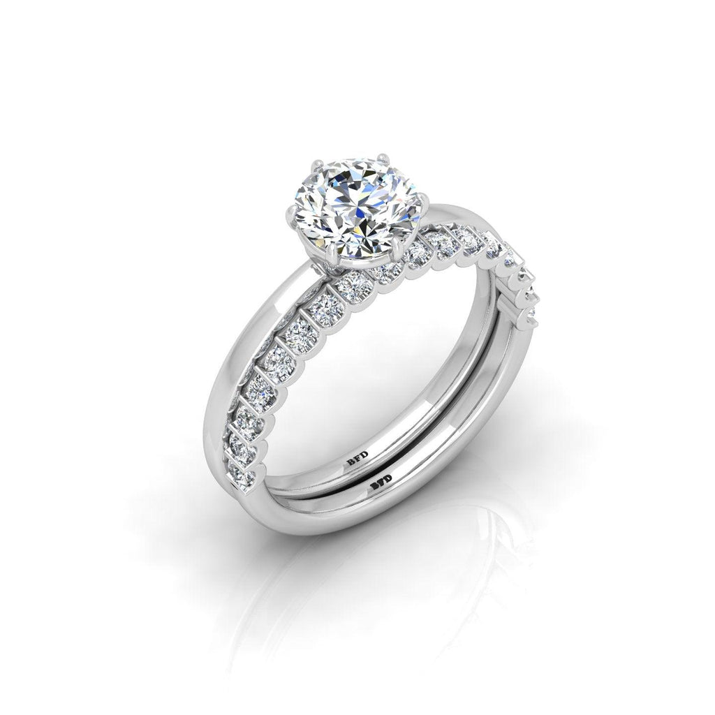 Certified Classic Round Diamond Solitaire Engagement Ring With Matching Band 1.50Ct E/VS