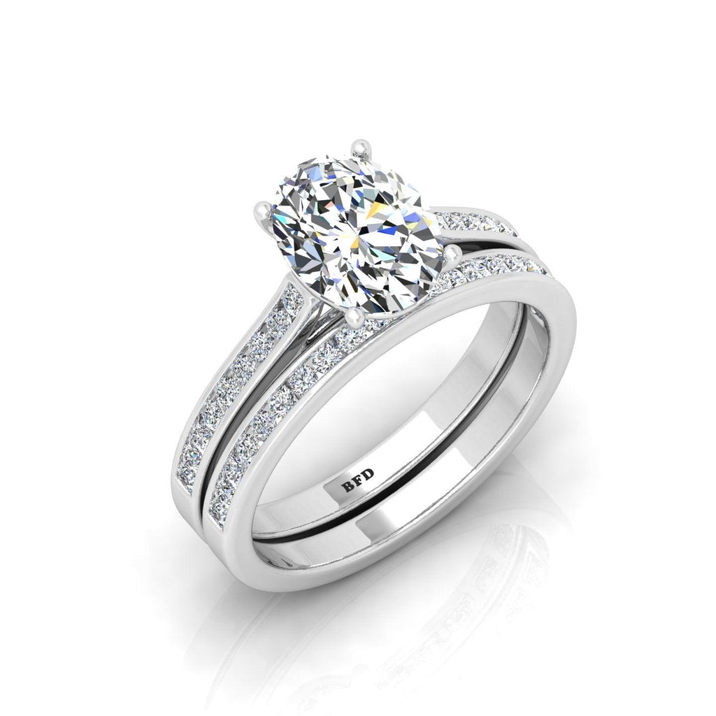 Certified Oval Diamond Bridal Set Engagement Ring With Matching Band 2.00Carat E/VS