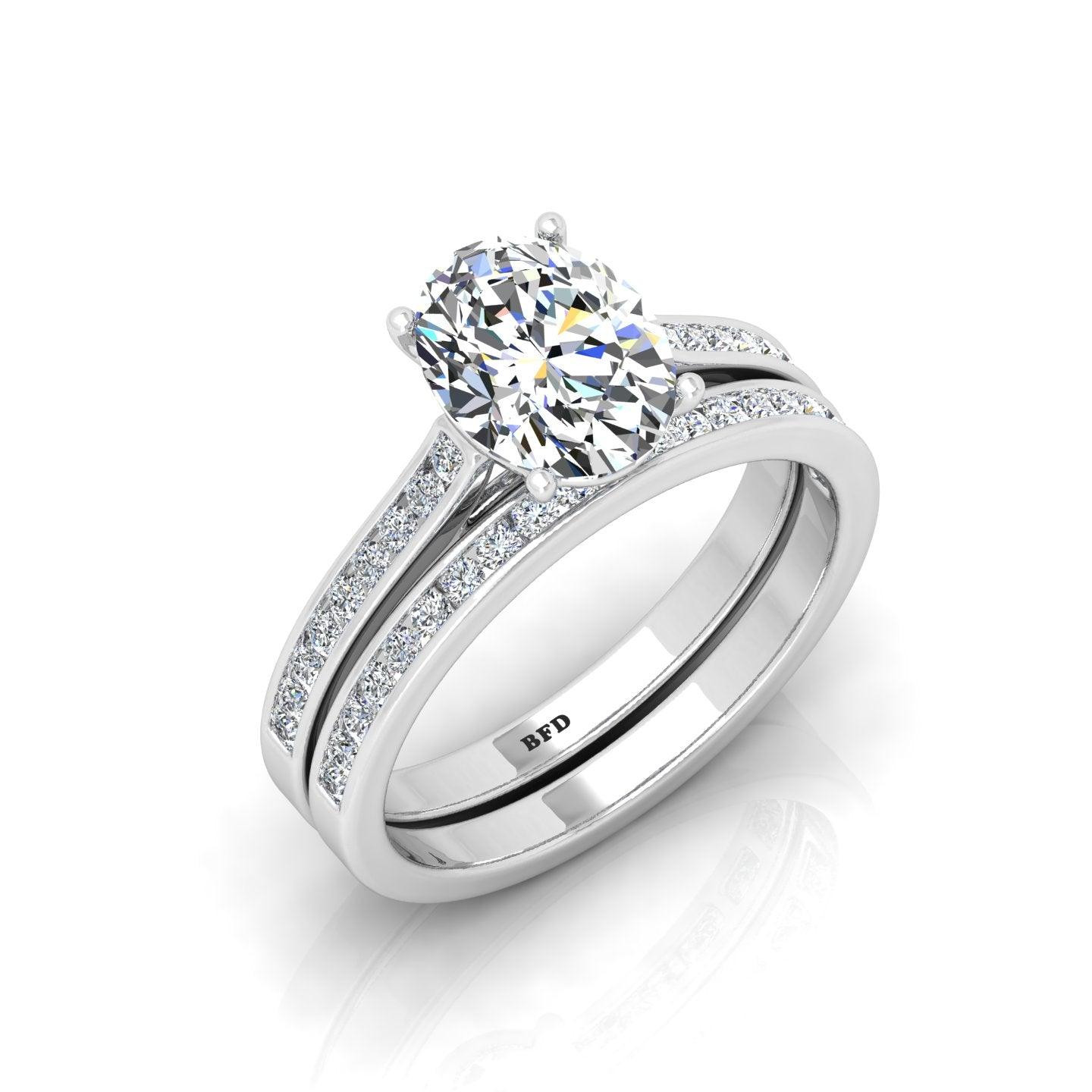 Certified Oval Diamond Bridal Set Engagement Ring With Matching Band 2.00Carat E/VS