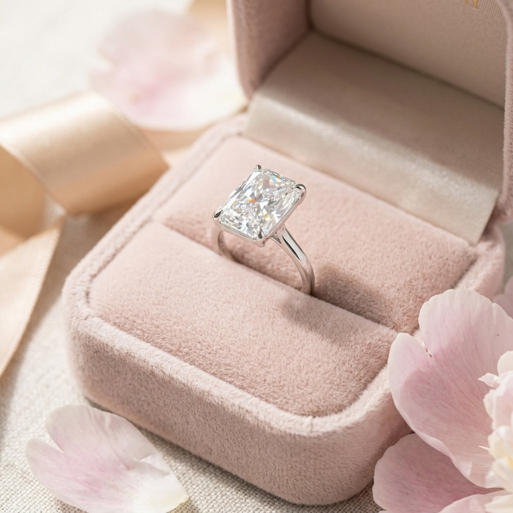 IGI Certified 8.50CT F/VS Radiant Lab Grown Diamond Engagement Ring