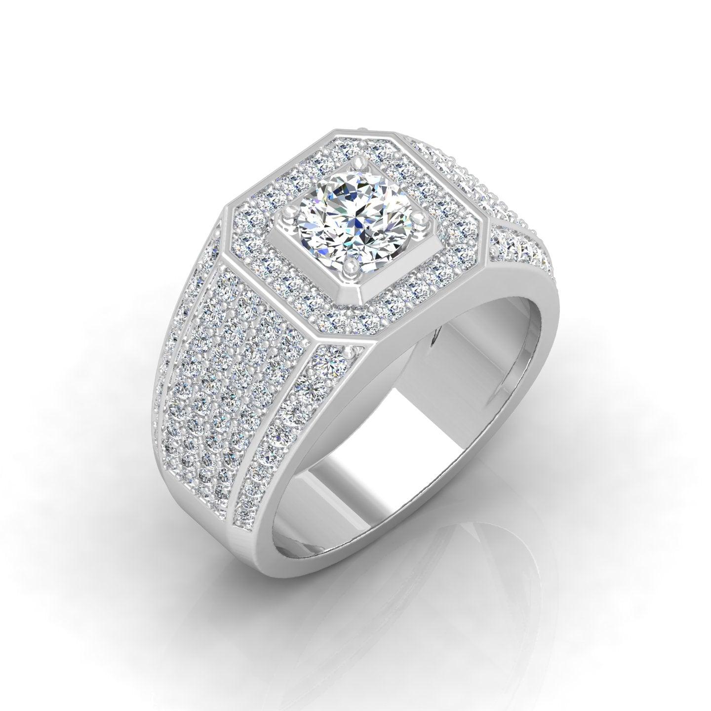 Certified F/VS 2.00Ct Round Diamond Mens Solitaire Ring