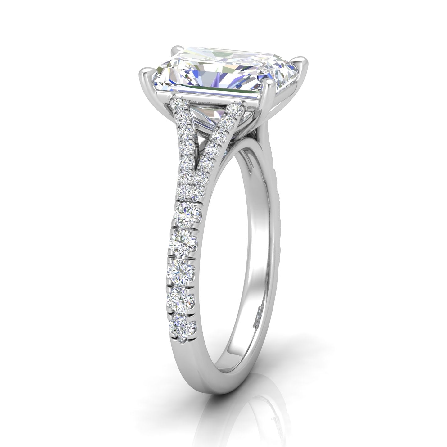 Julie Emerald Diamond Split Shank Engagement Ring