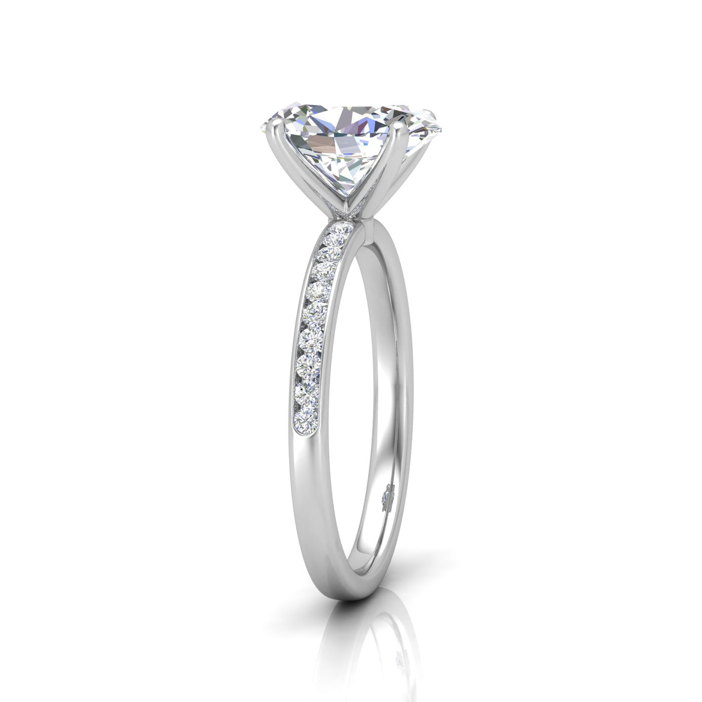 Channel Set Oval Diamond Engagement Ring