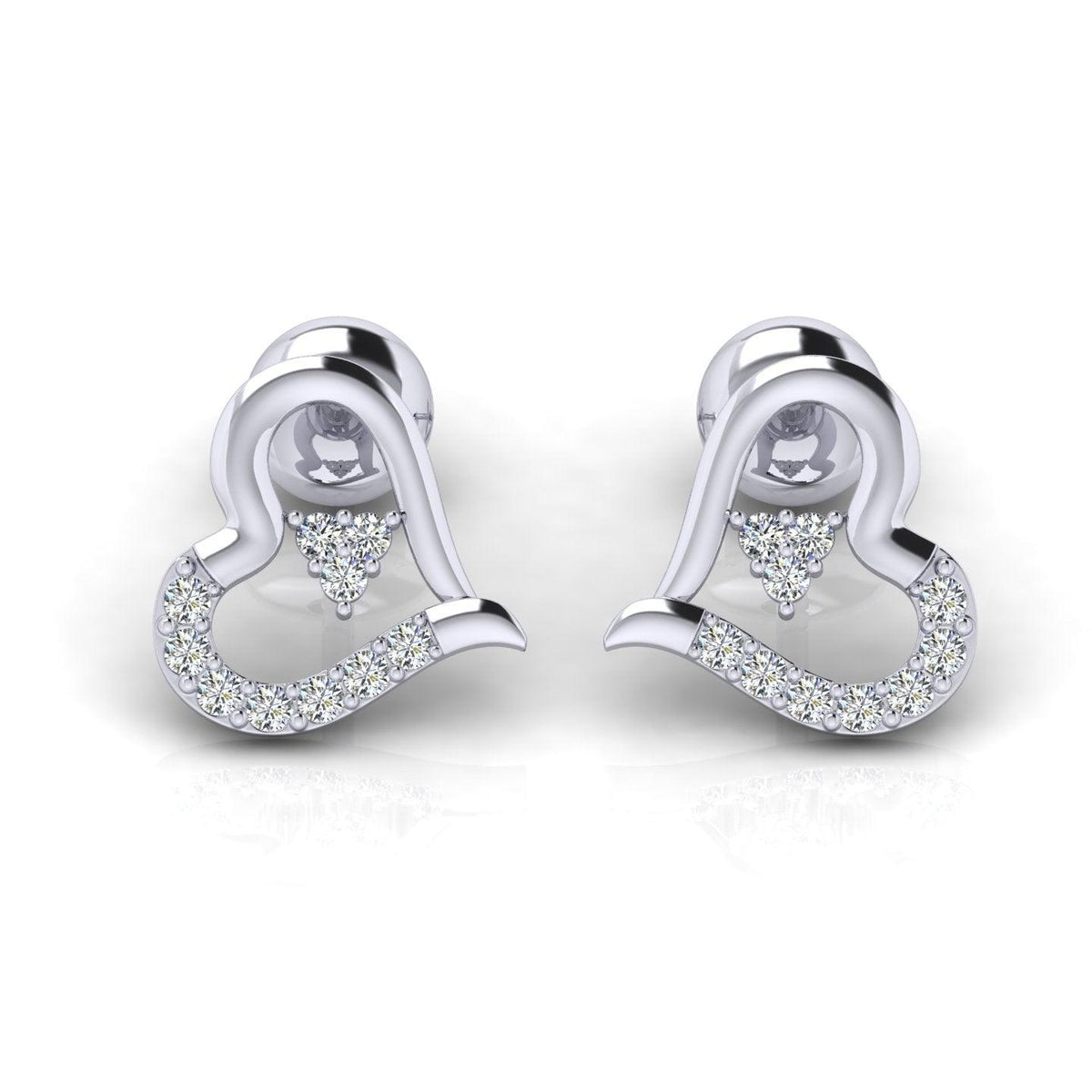 0.25Ct D/VS Lab Grown Round Diamond Heart Shape Designer Earrings - amadadiamonds