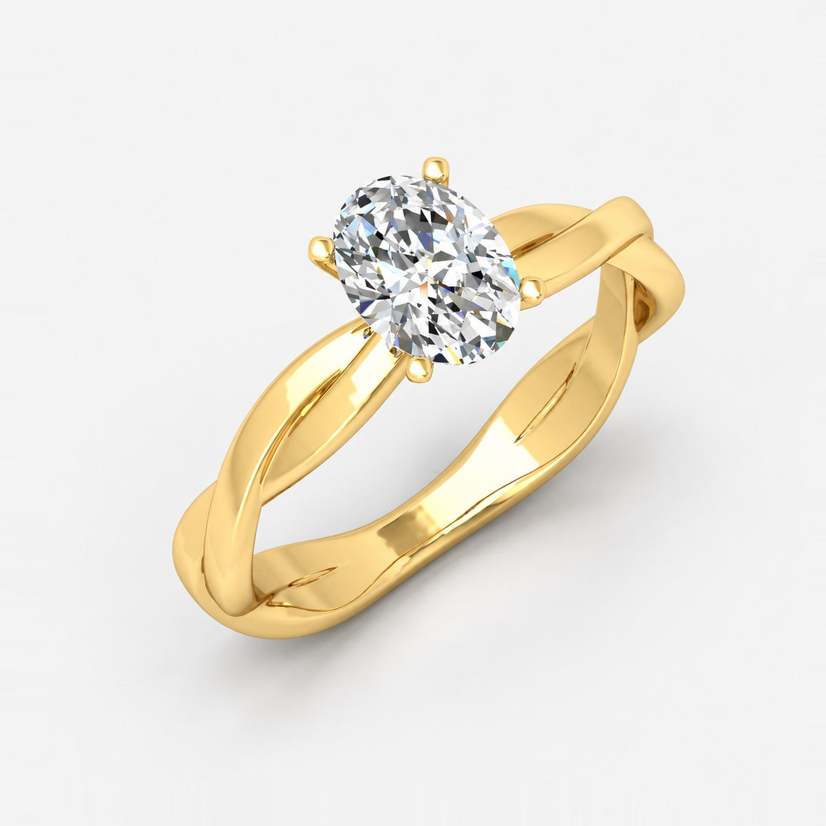 IGI Certified Oval Diamond 2.00Ct Floral Asymmetrical Twist Engagement Ring in Gold & Platinum