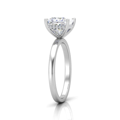 Classic Solitaire Hidden Halo Engagement Ring Princess