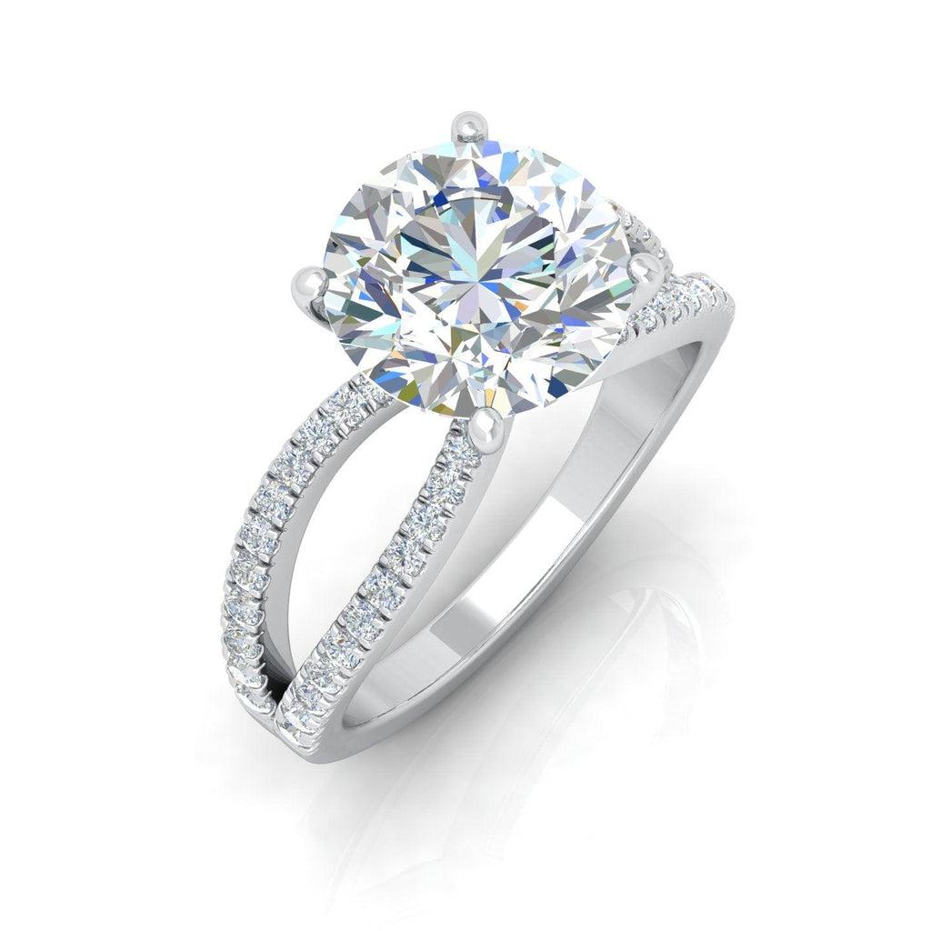 Round Diamond Split Shank Engagement Ring in 18k Gold / Platinum 3.50Ct