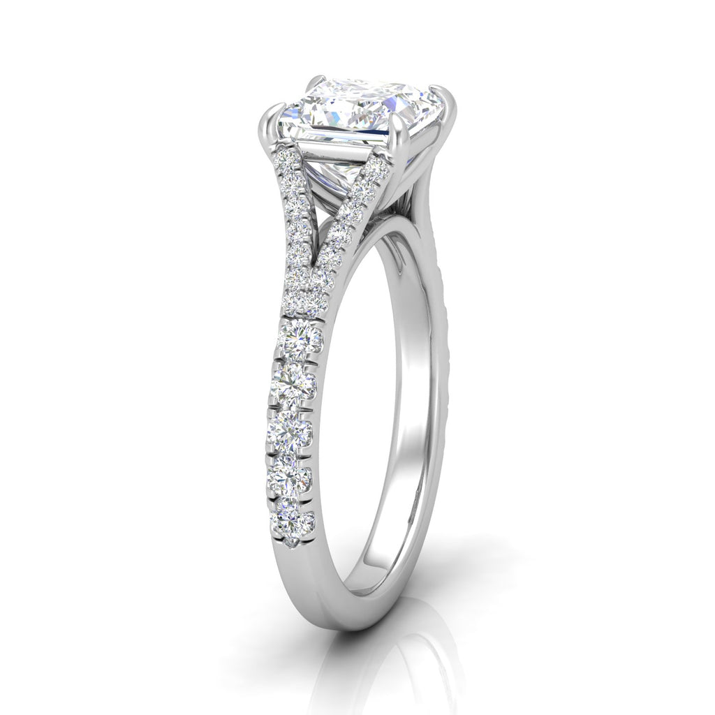 Julie Princess Diamond Split Shank Engagement Ring