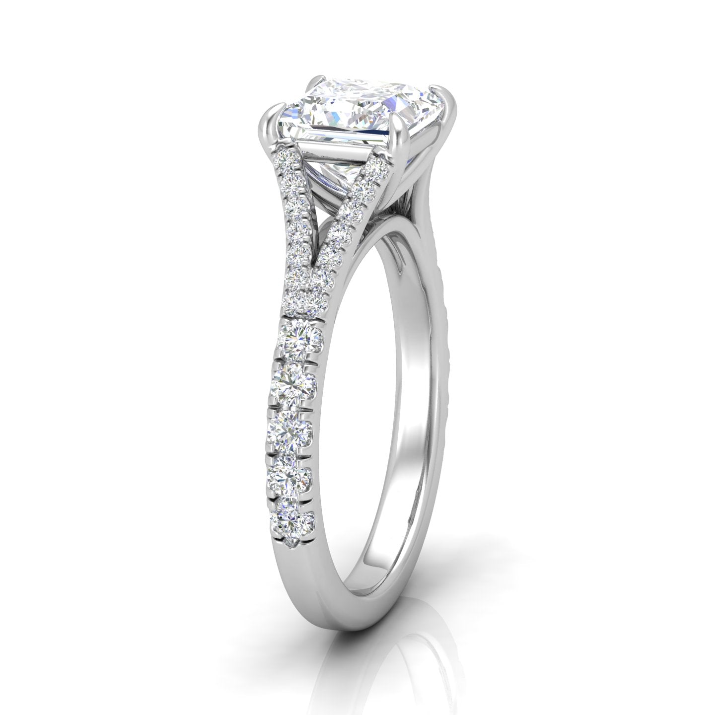 Julie Princess Diamond Split Shank Engagement Ring