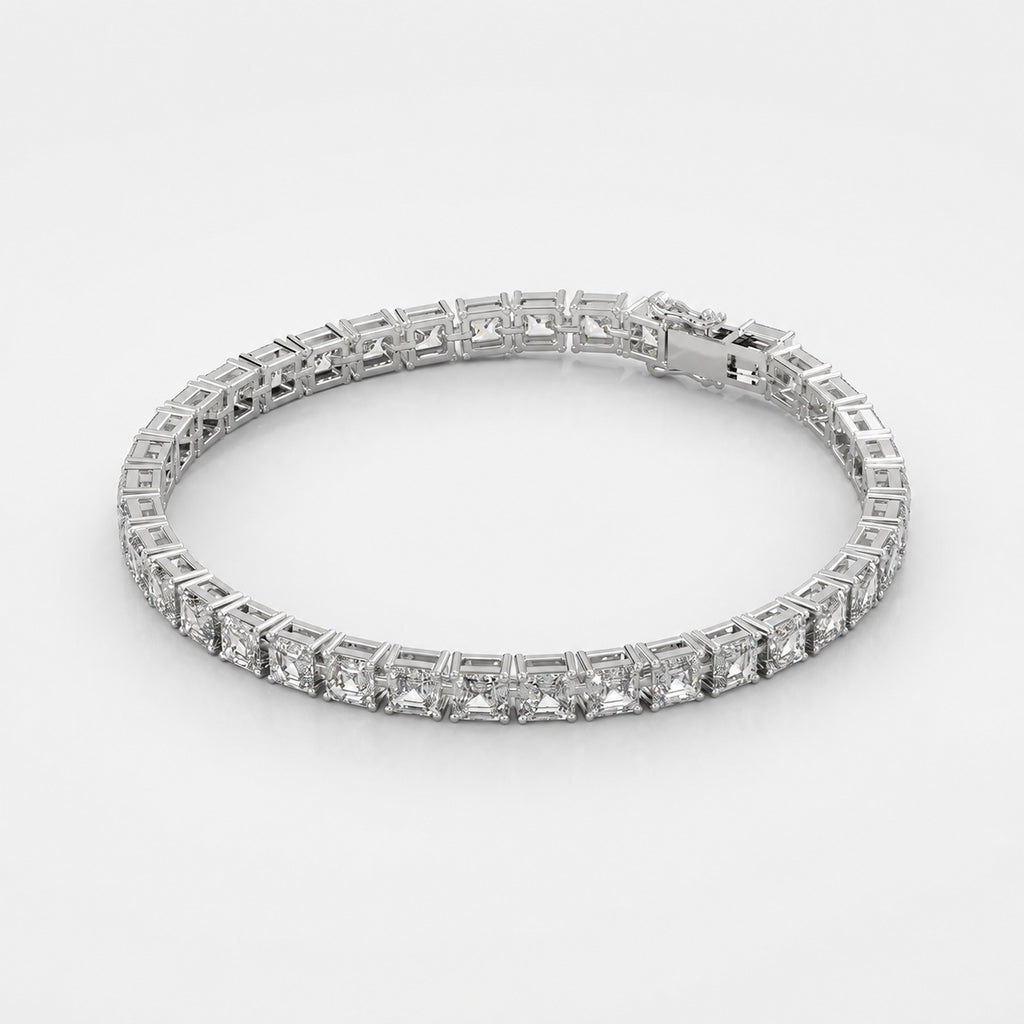 Asscher Lab-Grown Diamond Tennis Bracelet in Gold & Platinum (30ct)