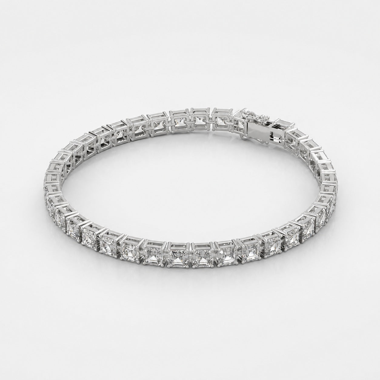 Asscher Lab-Grown Diamond Tennis Bracelet in Gold & Platinum (30ct)