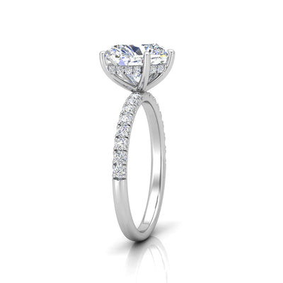 Classic Hidden Halo Pave Set Engagement Ring - Heart