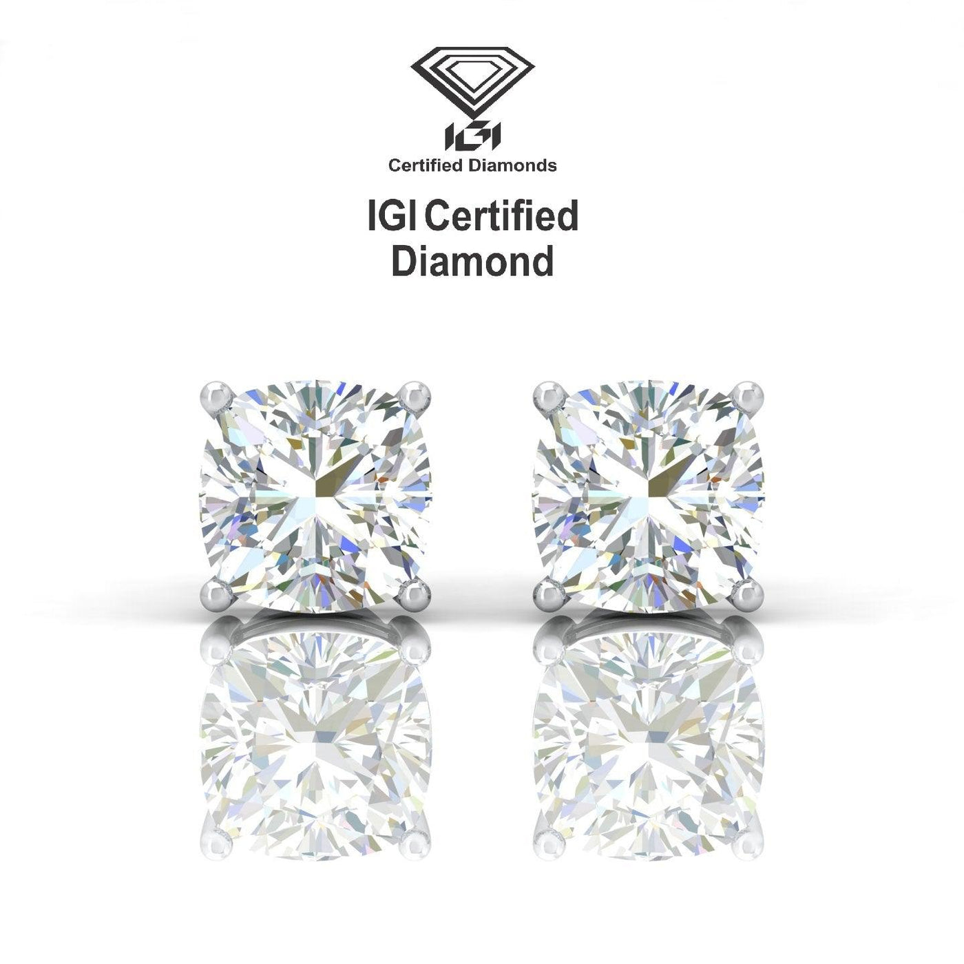 Clearance ! IGI Certified D-E/VS 2.00Ct Cushion Lab Diamond Stud Earrings In Platinum