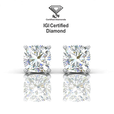 Clearance ! IGI Certified D-E/VS 2.00Ct Cushion Lab Diamond Stud Earrings In Platinum