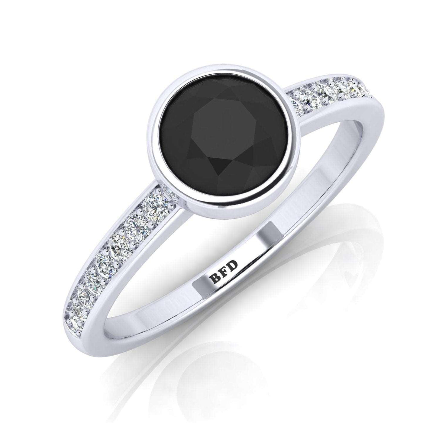 1.20 Carat Bezel Set AAA Black Diamond Solitaire engagement Ring