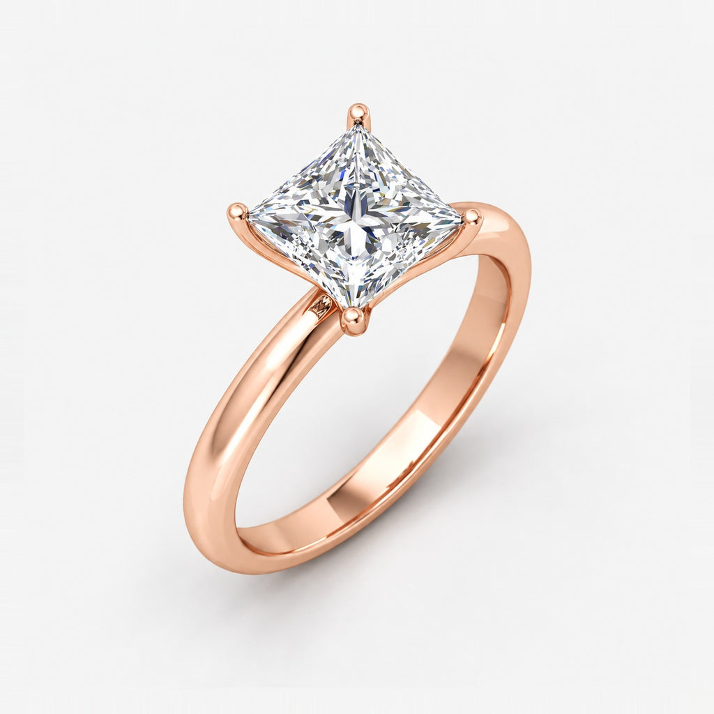 2.00Ct Solitaire Engagement Women's Ring Princess Diamond IGI Certified in Gold & Platinum