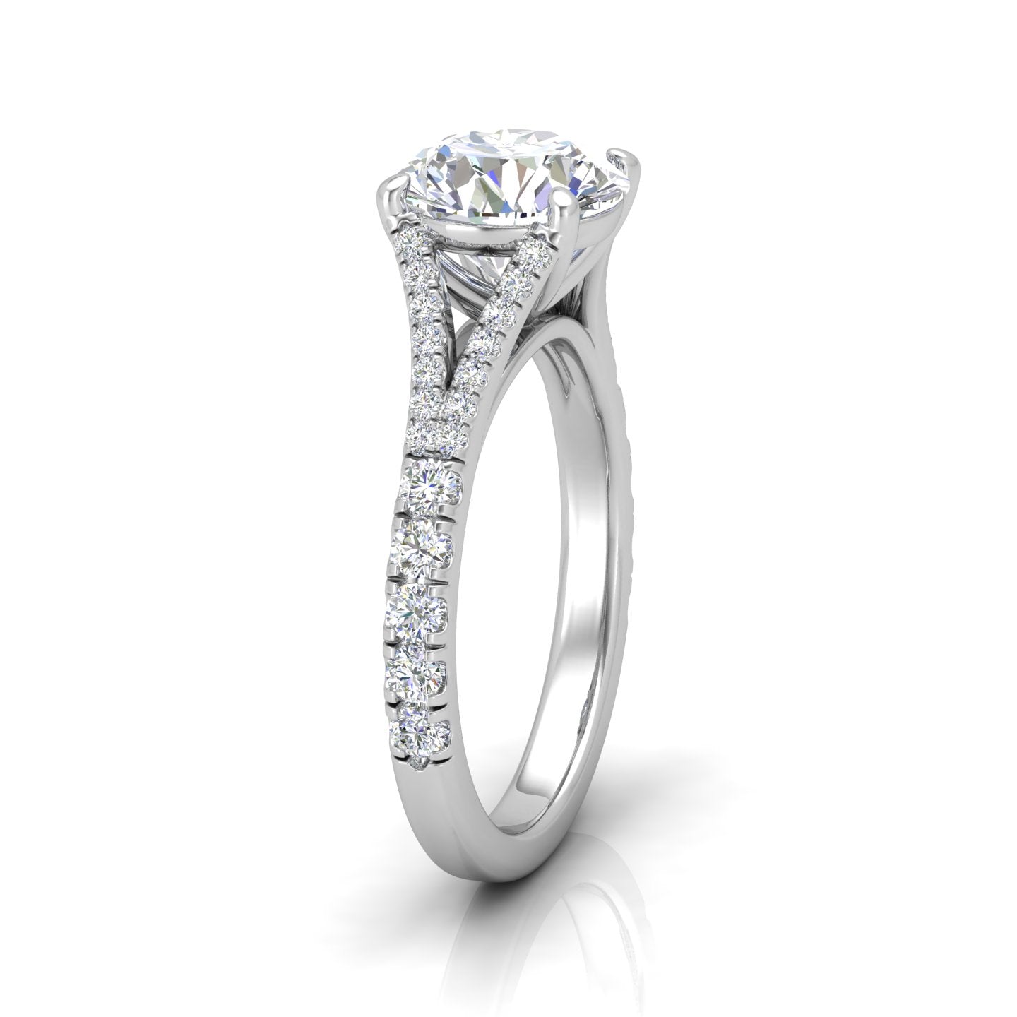 Julie Round Diamond Split Shank Engagement Ring