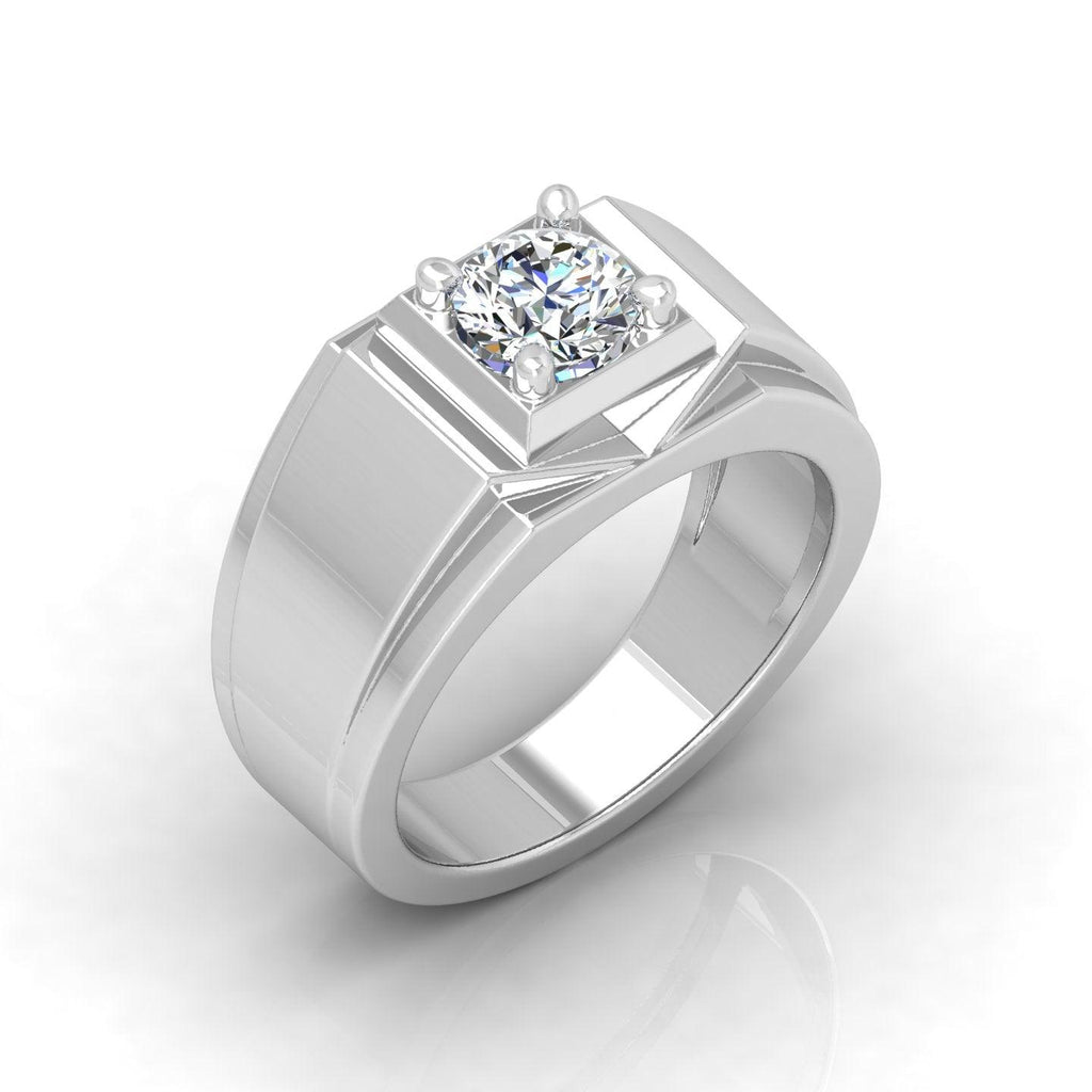 Certified E/VS 1.00Ct Round Diamond Mens Solitaire Ring