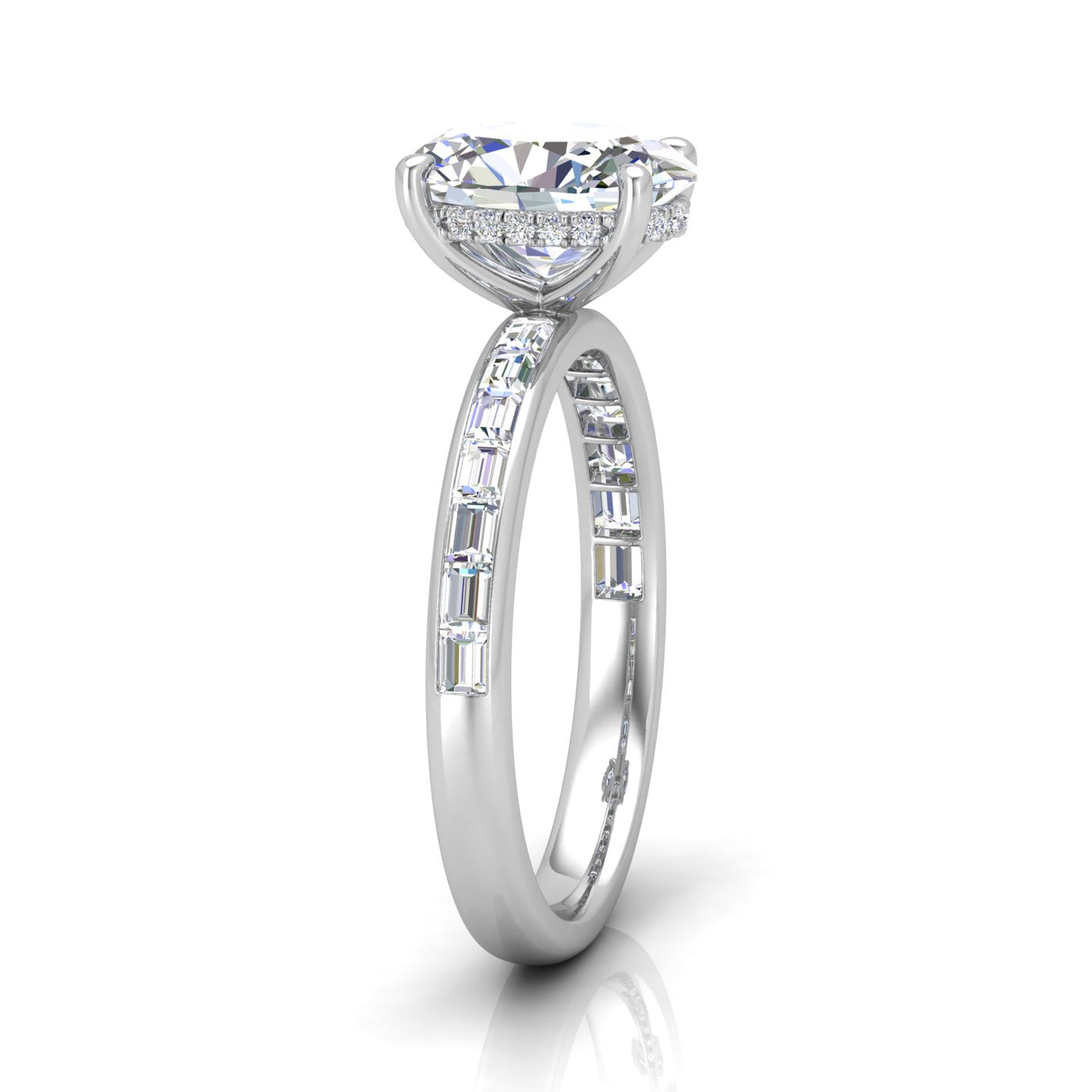 Classic Hidden Halo Channel Set Engagement Ring - Oval